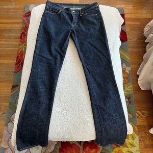 Brand new dark wash low rise jeans